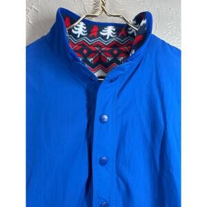 Chubbies Mens Blue Trees Bears Sherpa Reversible Jacket Quarter Zip Size Medium
